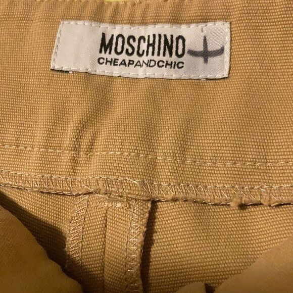 MOSCHINO Cheap and Chic Cotton Wool Blend Wide Leg Dress Pants Trousers Tan - Picture 3 of 9